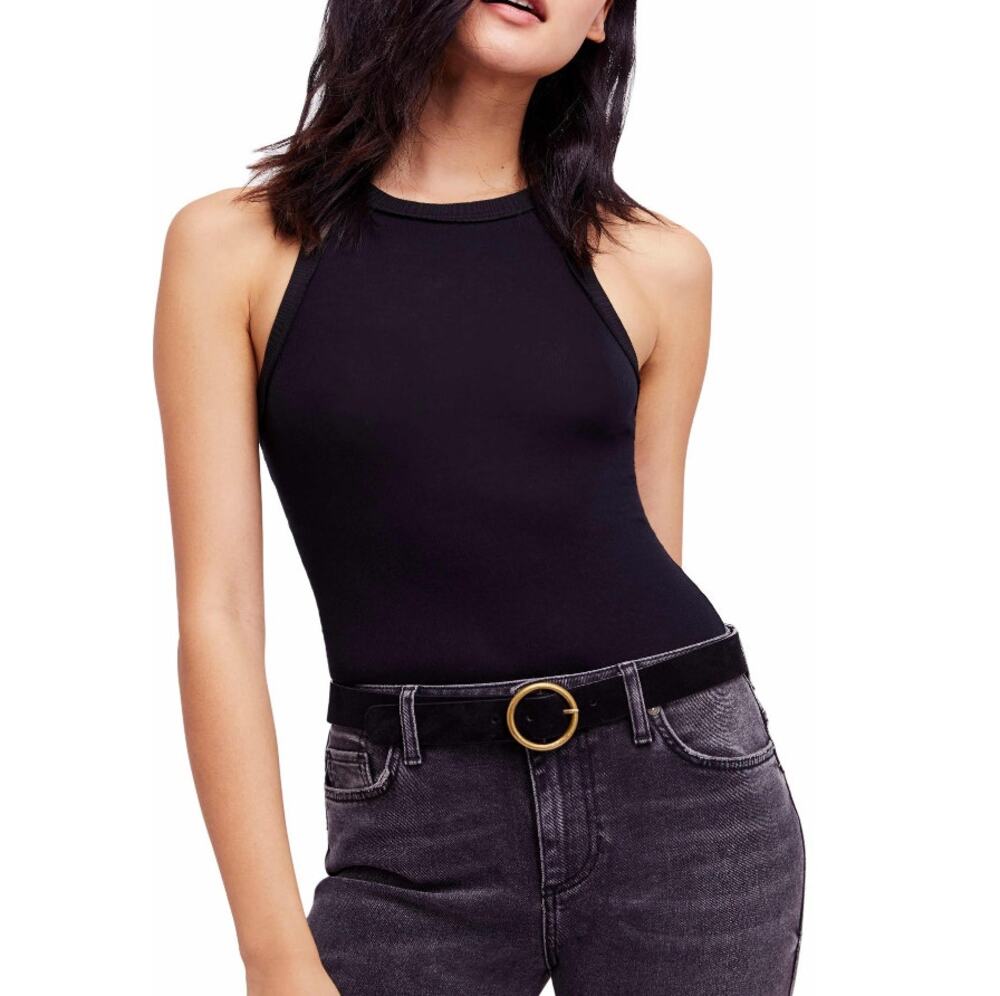 NWT Free People Intimately Women's Black Wide Eyed Racerback Tank Top Size M